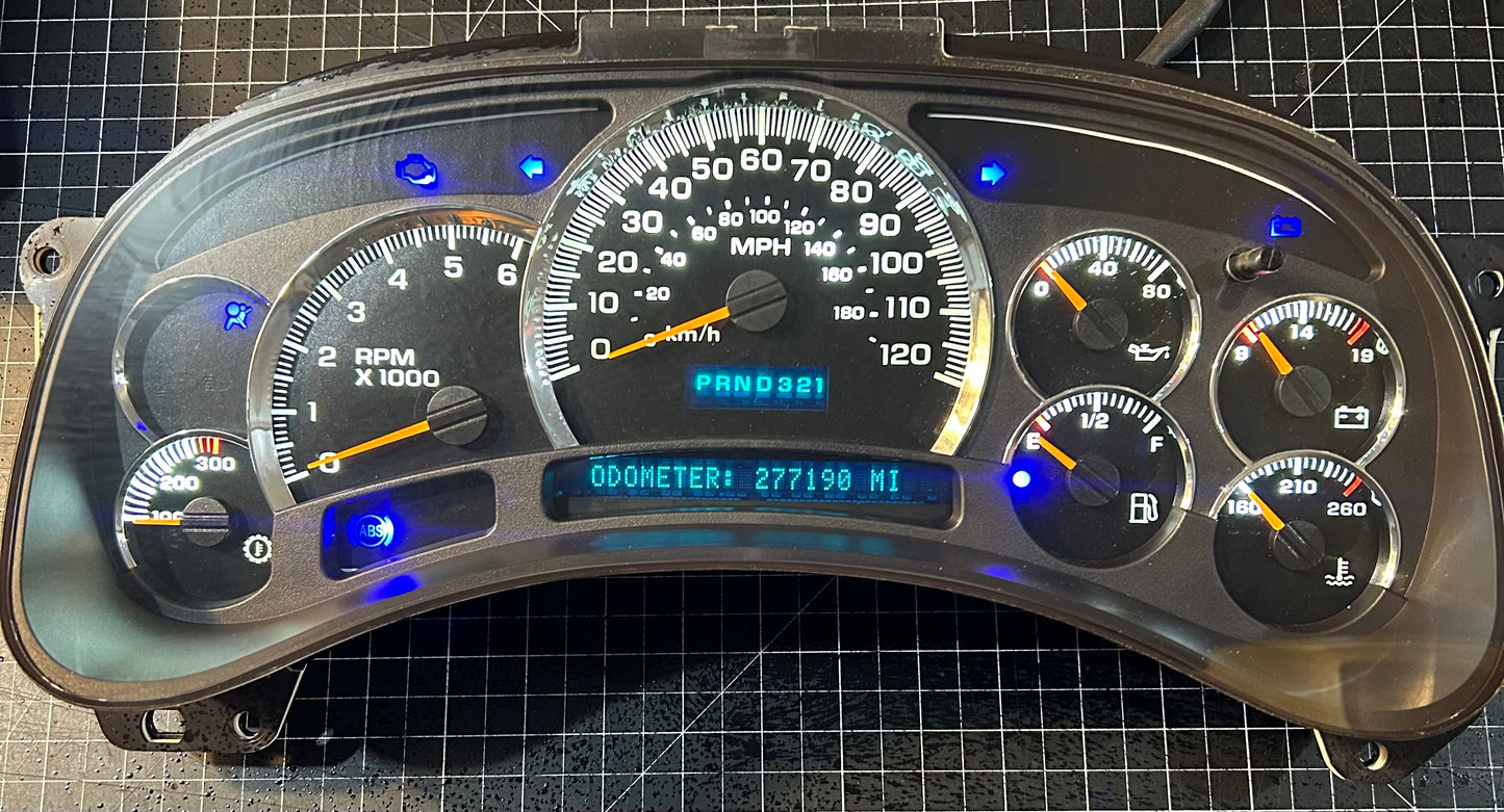 2003-2007 GMC/CHEVY (OEM) Rebuilt/Refurbished Speedometer Instrument Gauge Cluster W/ Trans Temp & Cadi Bezel - Speedometerking.com