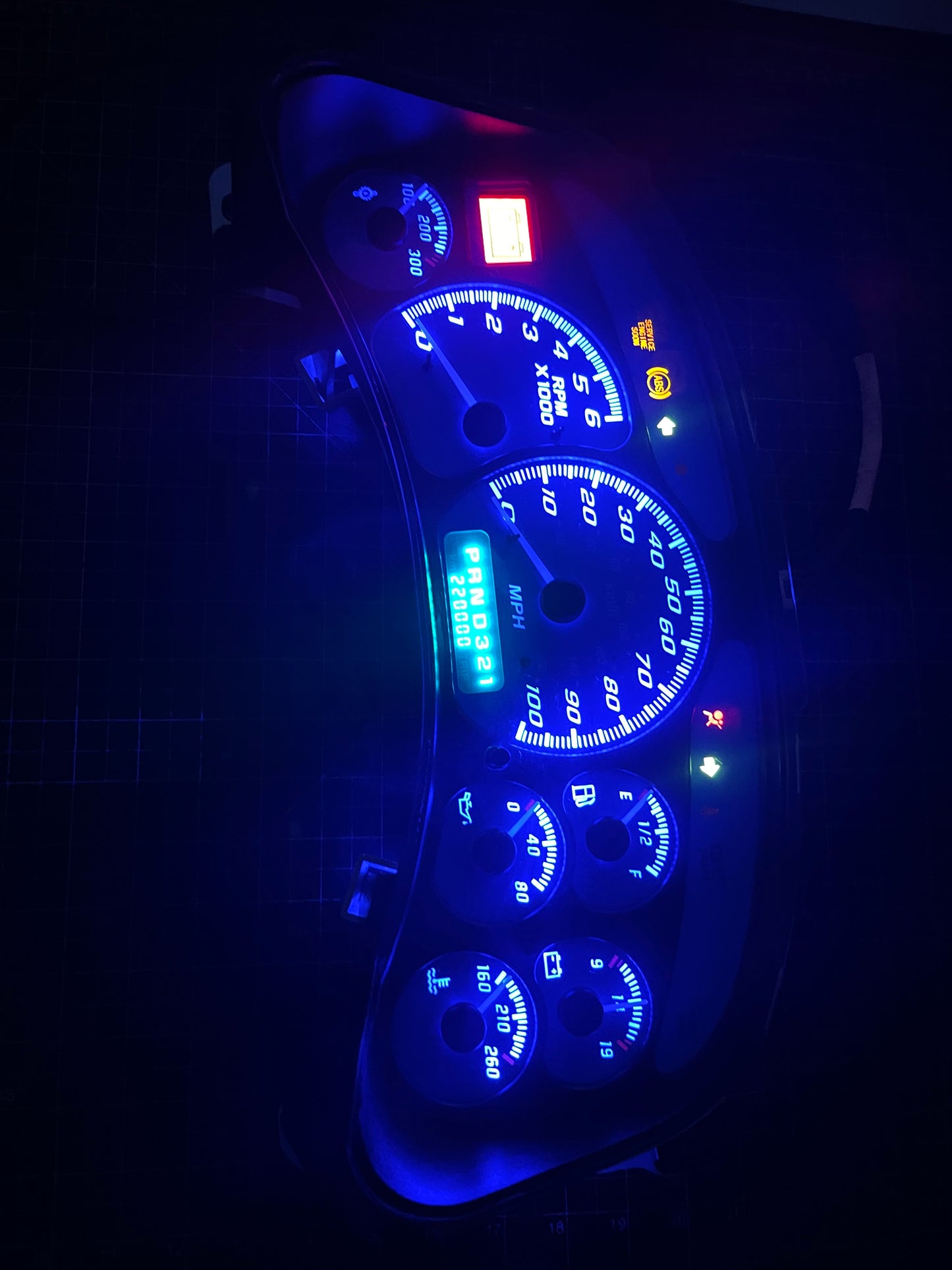 1999-2002 Blue OEM GMC/Chevrolet REBUILT Instrument Gauge Cluster (with Trans Temp) - Speedometerking.com