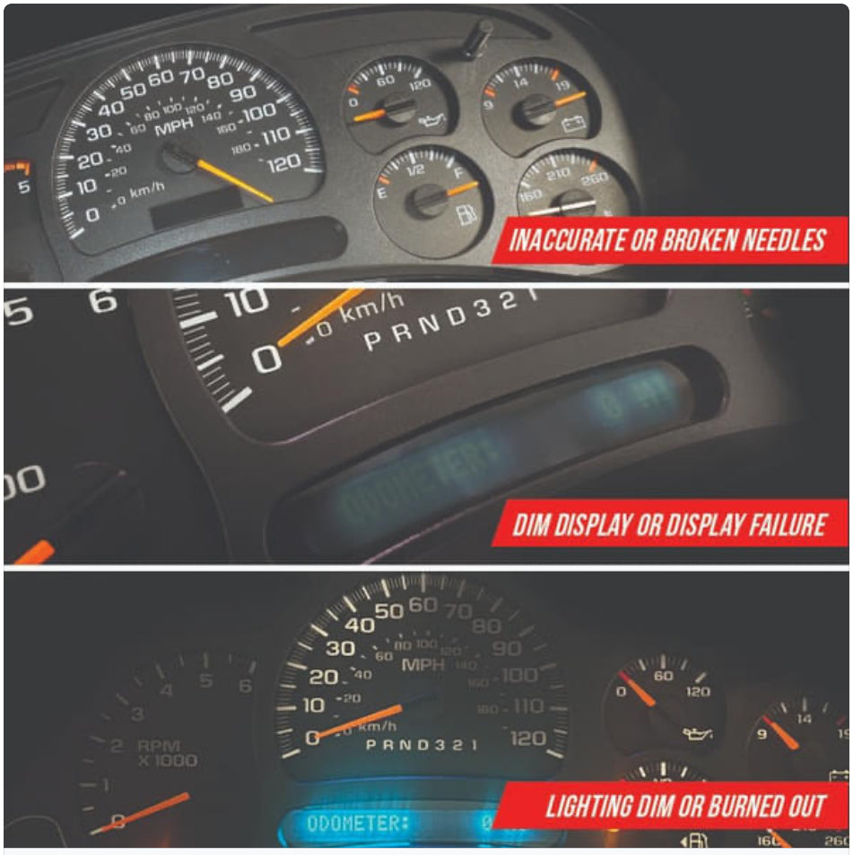 MAIL IN REBUILD SERVICE: Add Trans Temp Gauge Service + Instrument Cluster Rebuild + Add LEDs 03-07 GM - Speedometerking.com