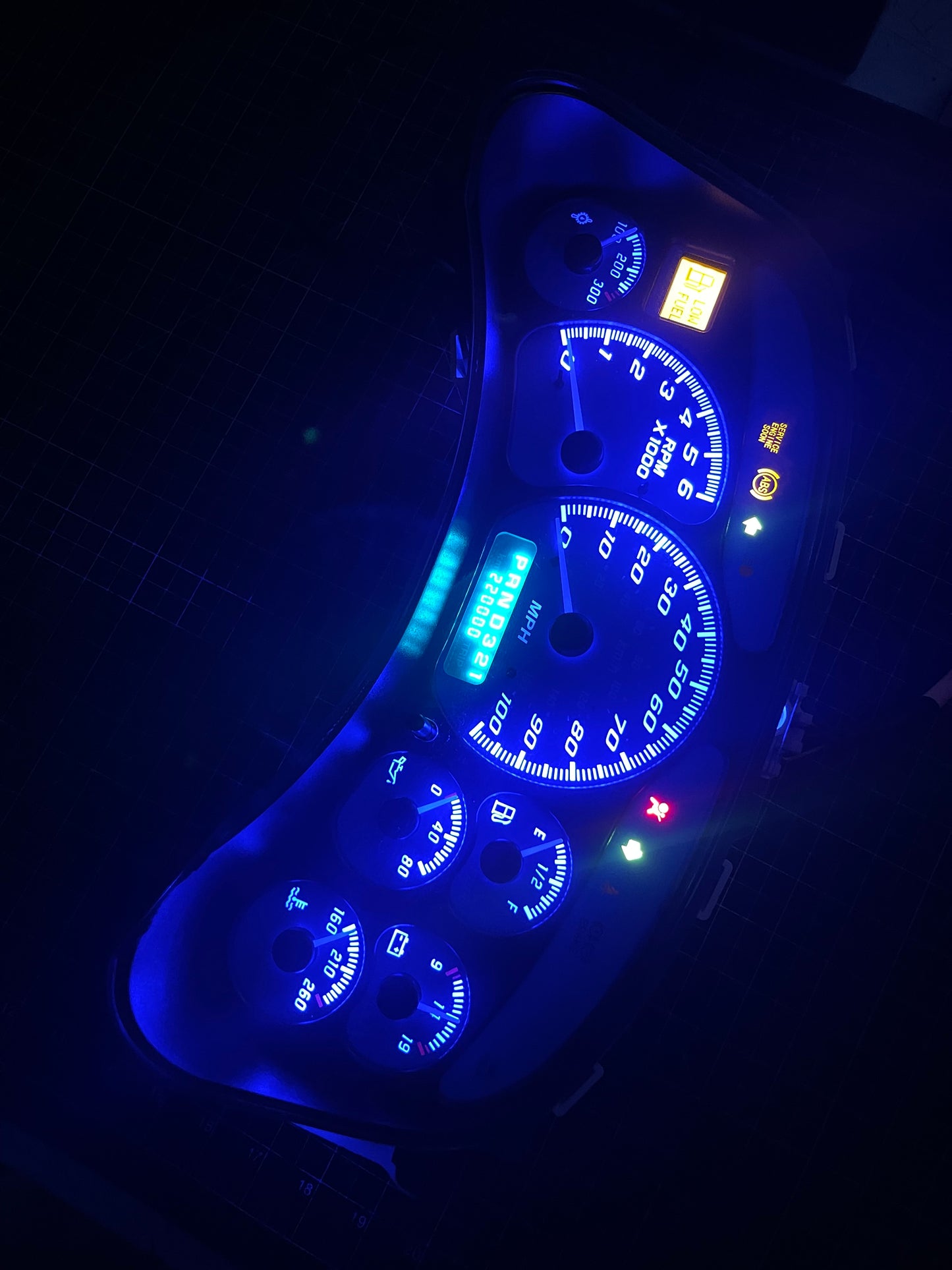 1999-2002 Blue OEM GMC/Chevrolet REBUILT Instrument Gauge Cluster (with Trans Temp) - Speedometerking.com