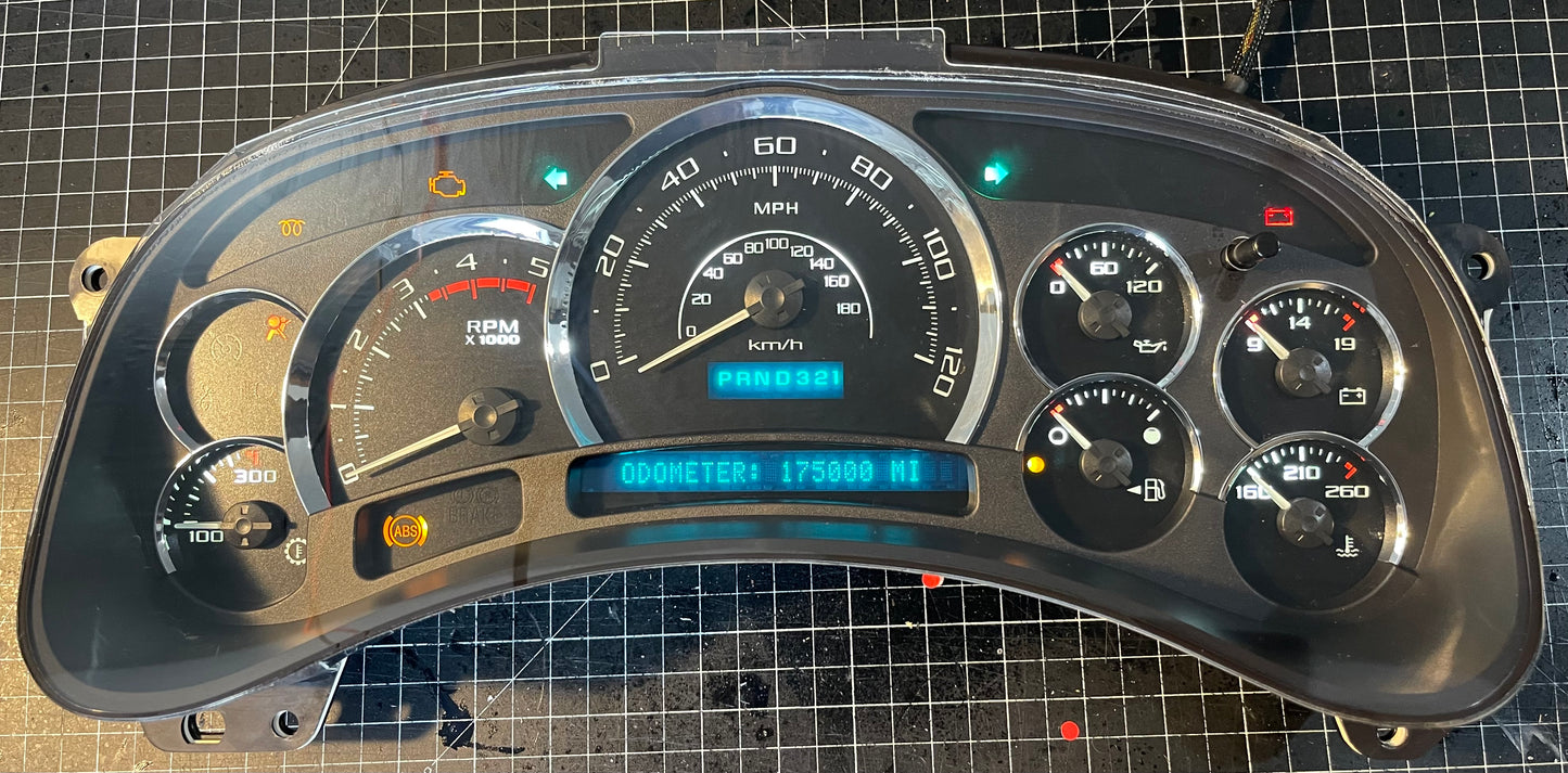 (Duramax) 2003-2007Cadillac Escalade (OEM) Rebuilt/Refurbished Speedometer Instrument Gauge Cluster with WHITE LED’s W/ Trans Temp