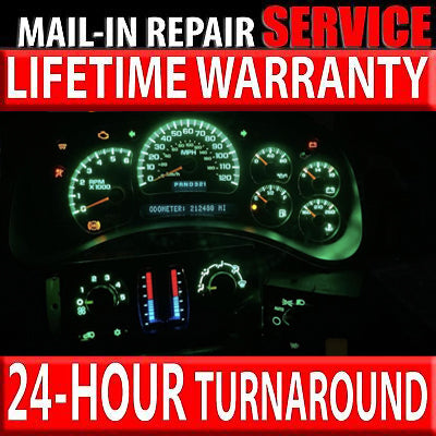 MAIL IN CLUSTER & HEATER CONTROL REPAIR SERVICE W/ LED Light Color Included & MOTORS REBUILT 1995-2007 CLASSIC GMC CHEVY /ESCALADE/ DURAMAX - Speedometerking.com