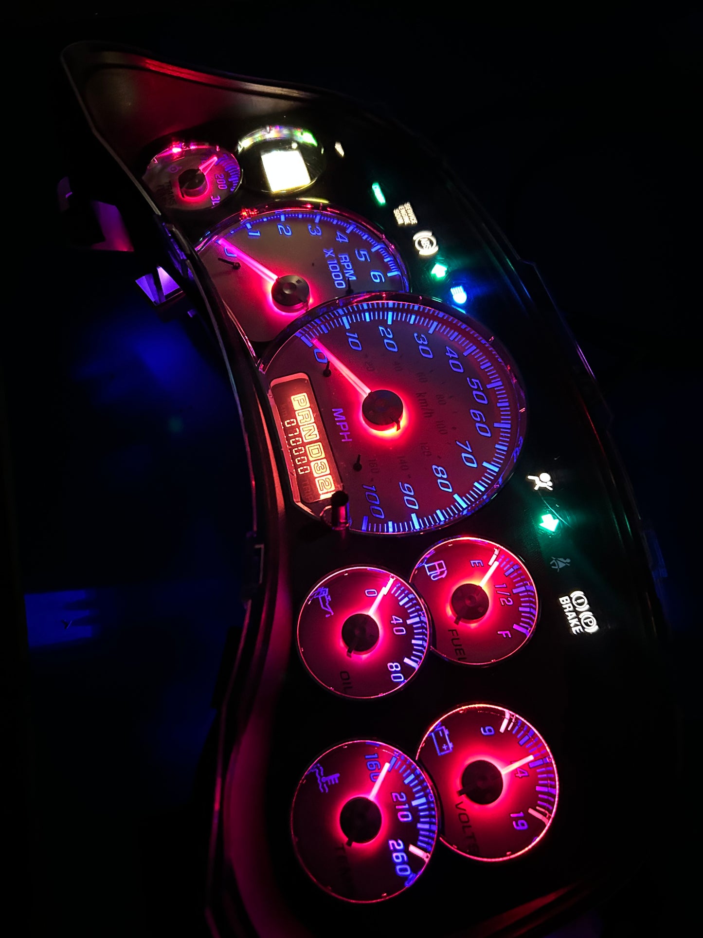 1999-2002 OEM Gmc Chevrolet OEM Rebuilt Refurbished Instrument Gauge Cluster(GlOW NEEDLES)  Cadillac Escalade, Silverado, Sierra, Tahoe, Denali Suburban, Avalanche, Yukon, W/Trans Temp (Cadillac /Escalade Chrome Bezel) Speedometer - Speedometerking.com