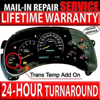 MAIL IN REBUILD SERVICE: Add Trans Temp Gauge Service + Instrument Cluster Rebuild + Add LEDs 03-07 GM