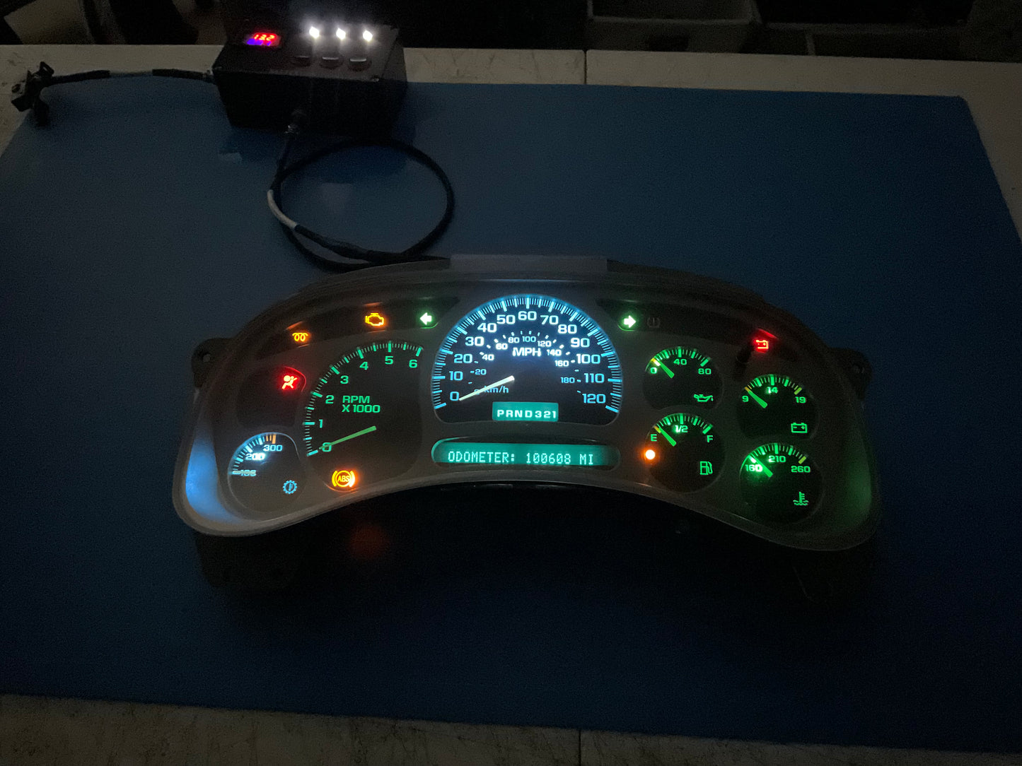WHITE GREEN LED 2003 2004 2005 2006 Chevy Silverado Sierra Tahoe Denali Suburban Avalanche Yukon Escalade 03 04 05 W/Trans Temp Speedometer Instrument Gauge Cluster - Speedometerking.com
