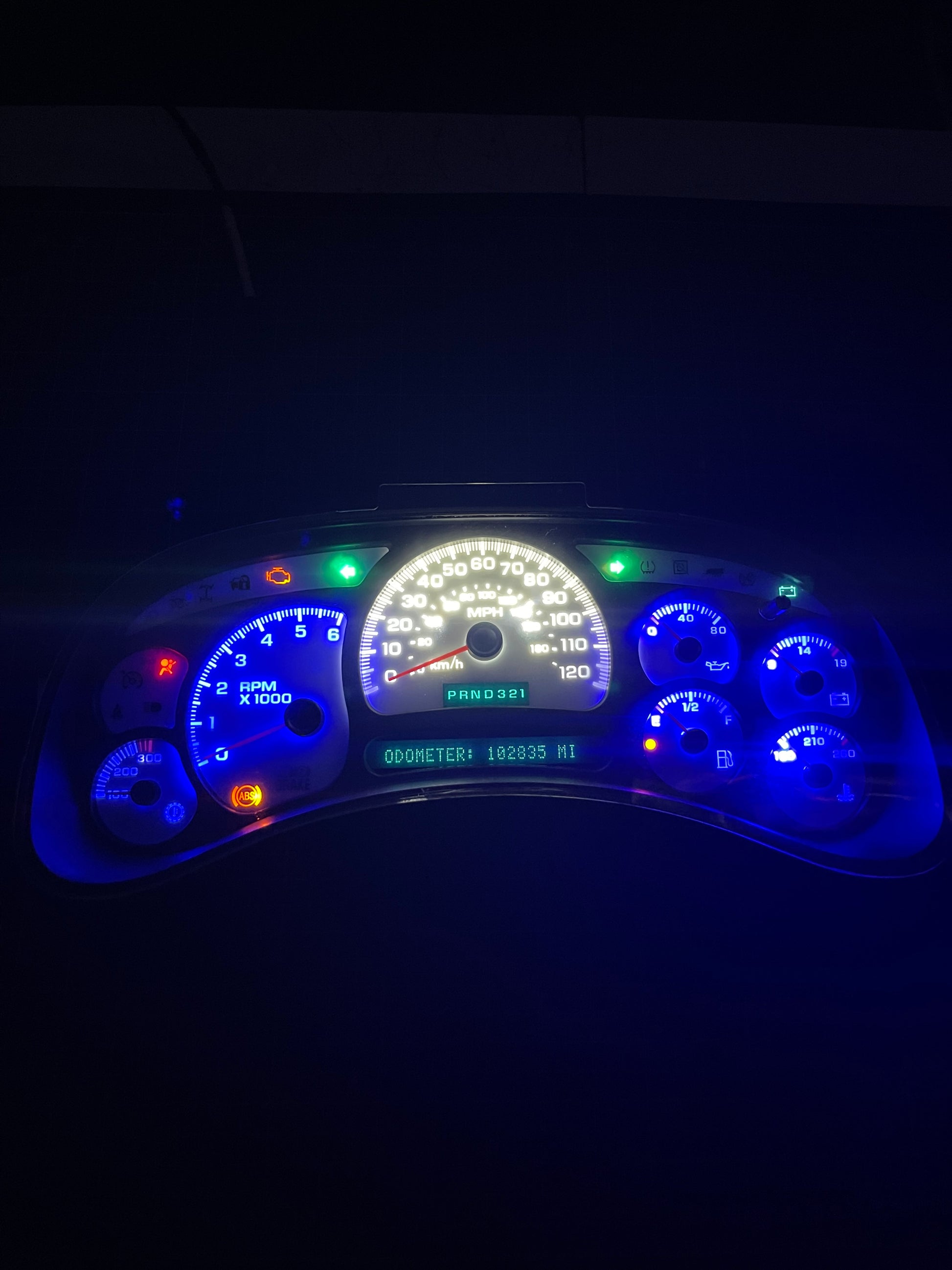 BLUE/WHITE LED’s 2003 2004 2005 2006 Chevy Silverado Sierra Tahoe Denali Suburban Avalanche Yukon Escalade 03 04 05 W/ Trans Temp Speedometer Instrument Gauge Cluster - Speedometerking.com