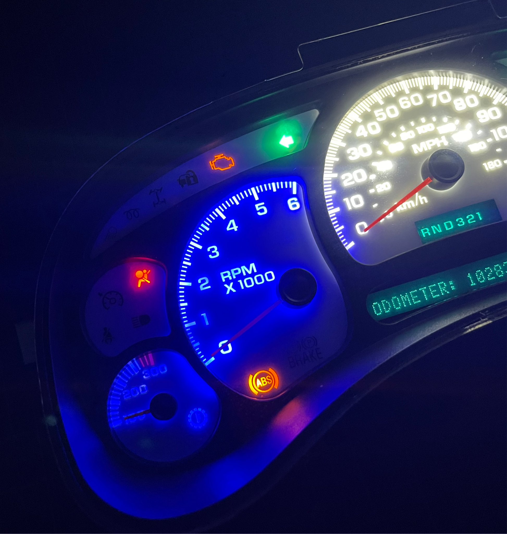 BLUE/WHITE LED’s 2003 2004 2005 2006 Chevy Silverado Sierra Tahoe Denali Suburban Avalanche Yukon Escalade 03 04 05 W/ Trans Temp Speedometer Instrument Gauge Cluster - Speedometerking.com