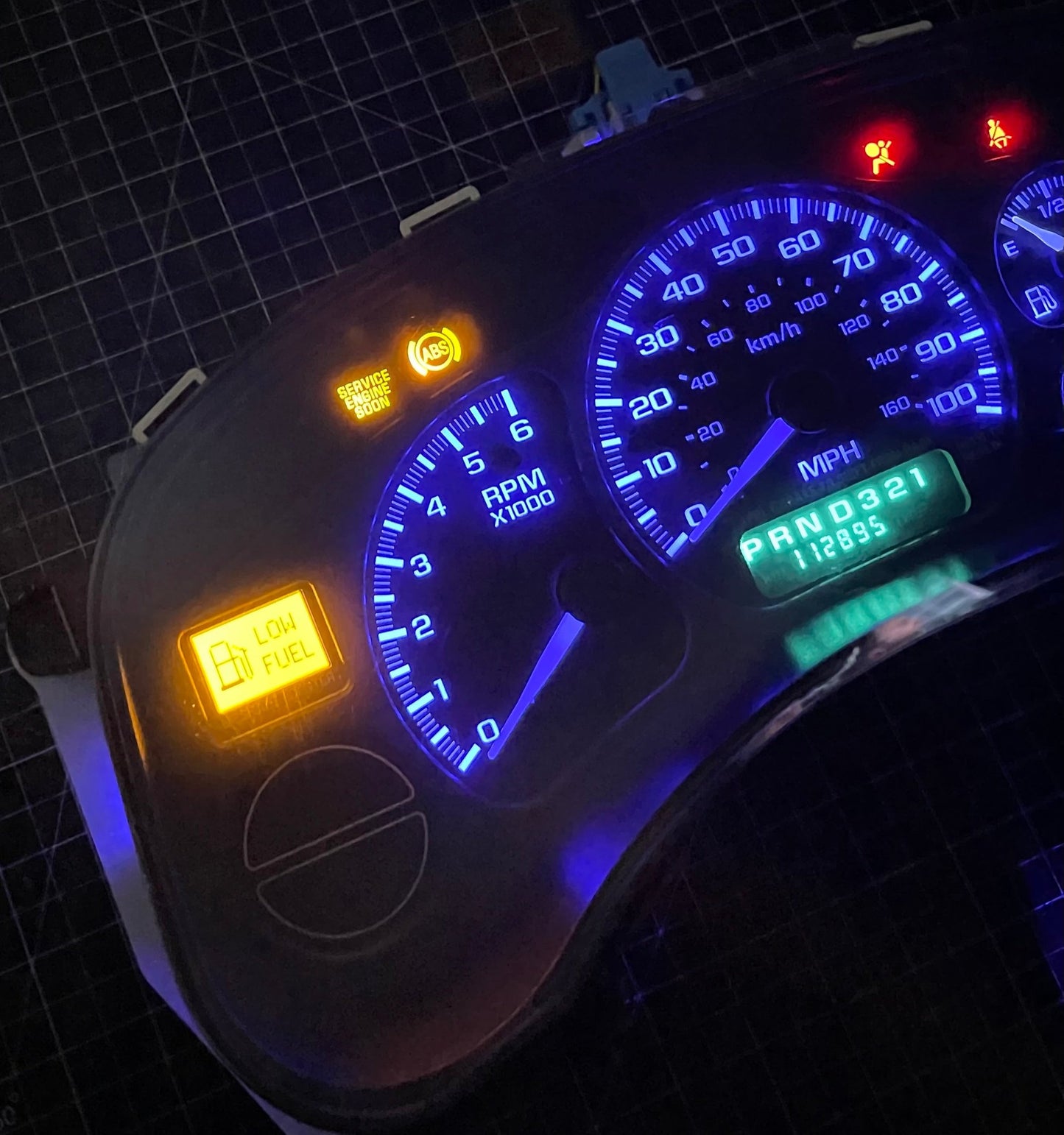 Blue Custom 1999-2002 Chevrolet Silverado, Sierra, Suburban, Tahoe, Suburban | GMC Avalanche, Yukon | Cadillac Escalade Speedometer Instrument Gauge Cluster - Speedometerking.com