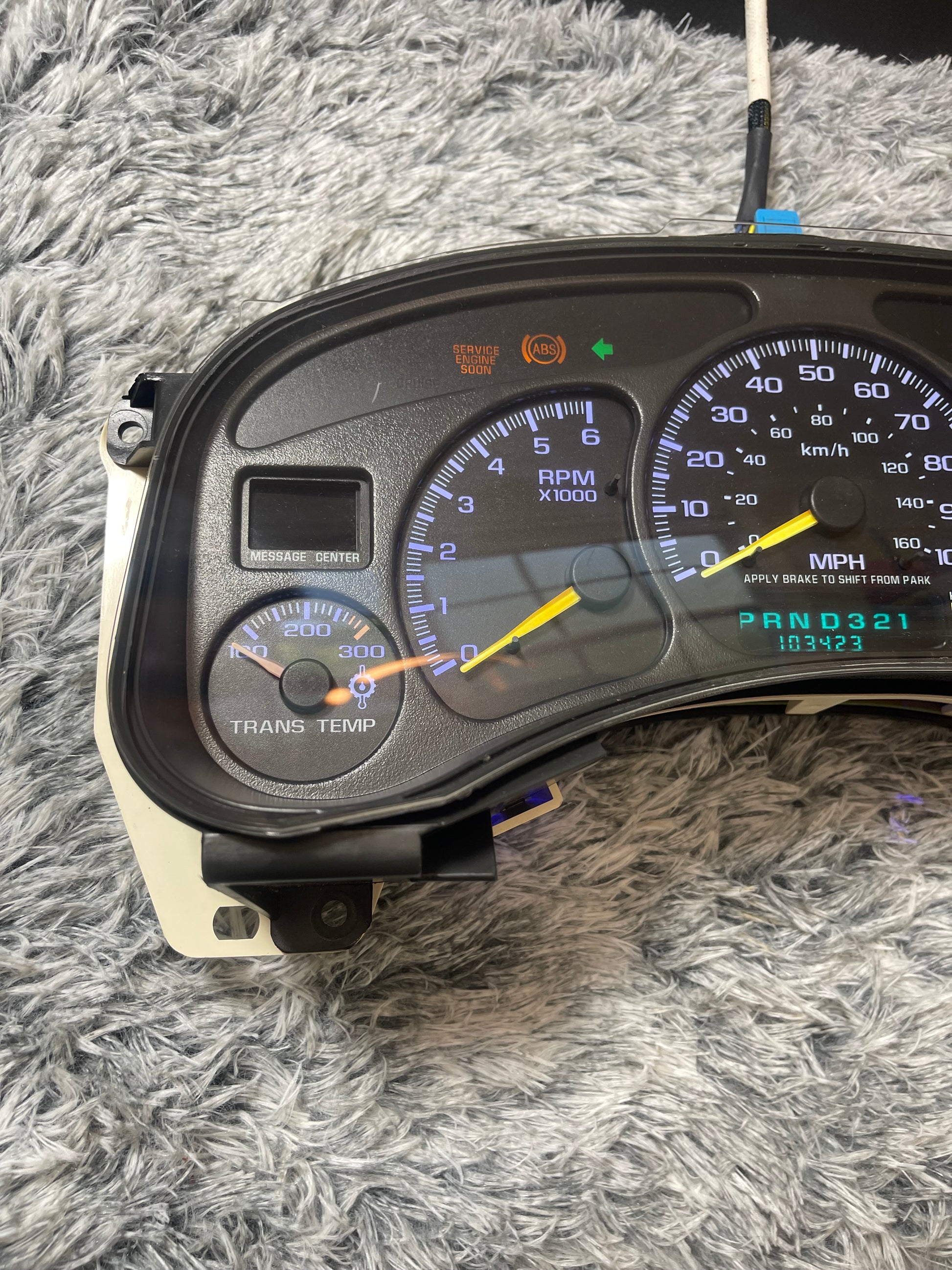 Blue Trans Temp 1999-2002 BLUE Custom 1995-1998 Chevrolet Silverado, Sierra, Suburban, Tahoe, Suburban | GMC Avalanche, Yukon | Cadillac Escalade Speedometer Instrument Gauge Cluster - Speedometerking.com