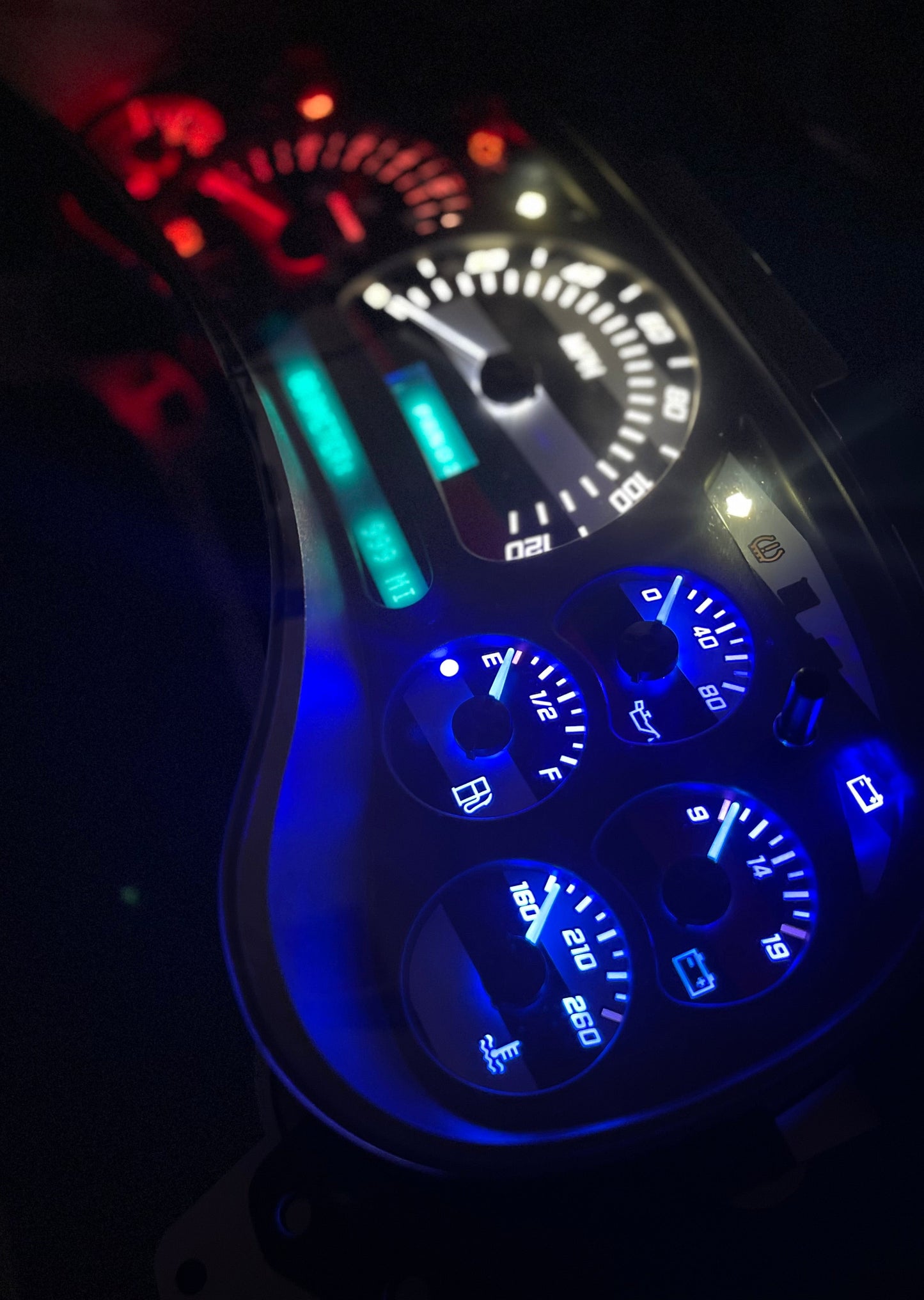 2003-2007 AMERICAN FLAG 7 GLOW NEEDLES Gmc Chevrolet OEM Rebuilt Refurbished Instrument Gauge Cluster Cadillac Escalade , Silverado, Sierra, Tahoe, Denali Suburban, Avalanche, Yukon , W/ Trans Temp (Gold Cadillac Escalade Bezel W/Blue Signals) Speedometer