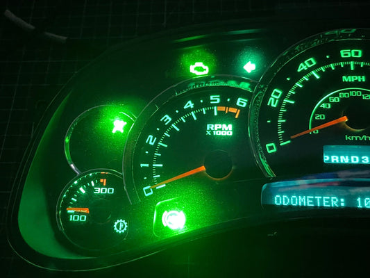 GREEN “ Green Lantern “LED’S 2003 2004 2005 2006 Chevy Silverado Sierra Tahoe Denali Suburban Avalanche Yukon Escalade 03 04 05 W/ Trans Temp Speedometer Instrument Gauge Cluster - Speedometerking.com