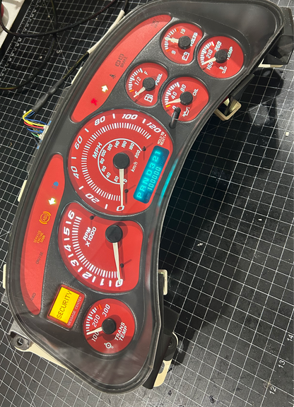 1999-2002 RED GMC/Chevrolet REBUILT Instrument Gauge Cluster