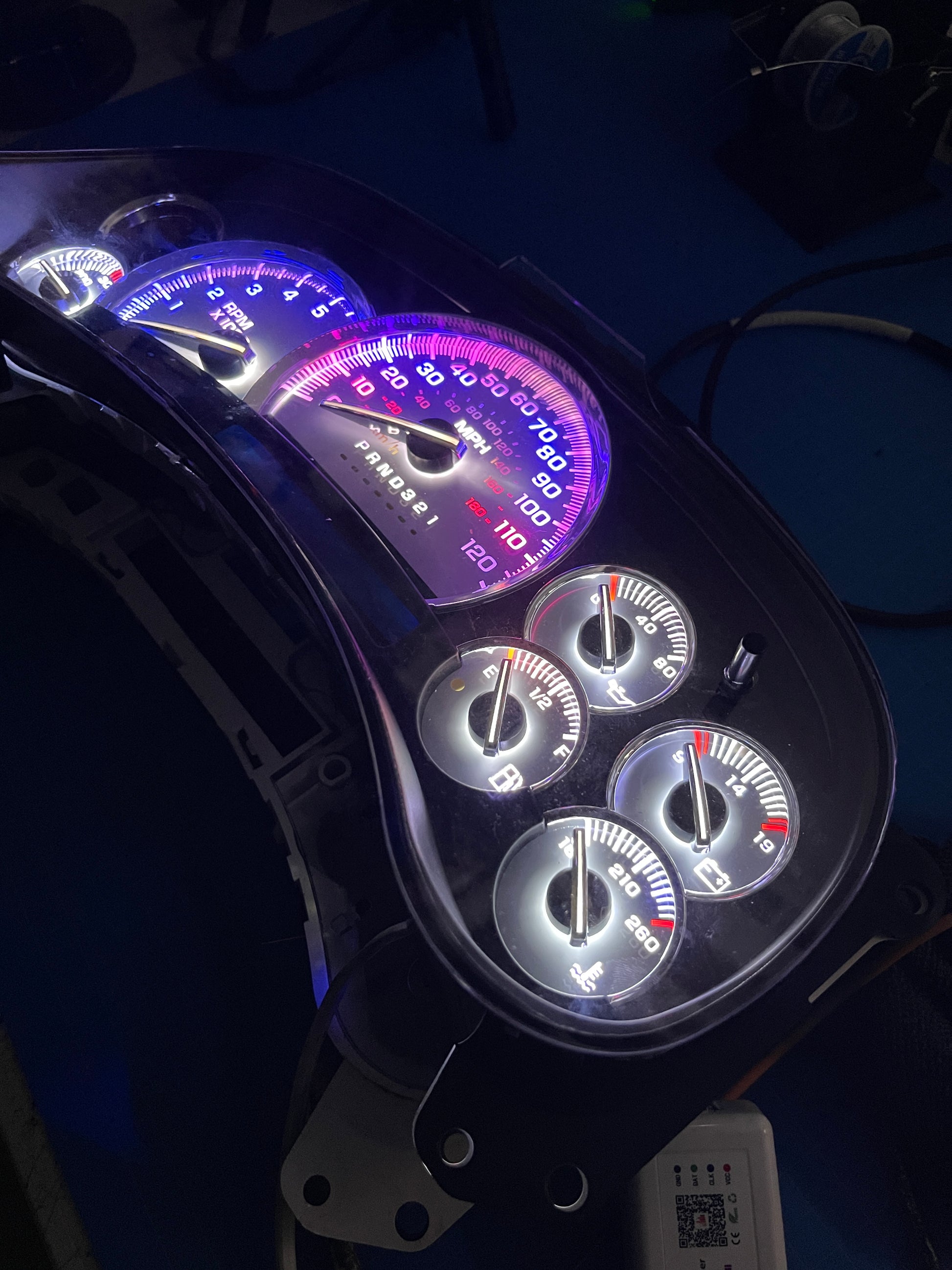 30. 03-07 (APP COLOR CHANGER)  Gmc Chevrolet OEM Rebuilt Refurbished Instrument Gauge Cluster Cadillac Escalade , Silverado, Sierra, Tahoe, Denali Suburban, alanche, Yukon , W/ Trans Temp  Cadillac Escalade Bezel Speedometer  - Speedometerking.com