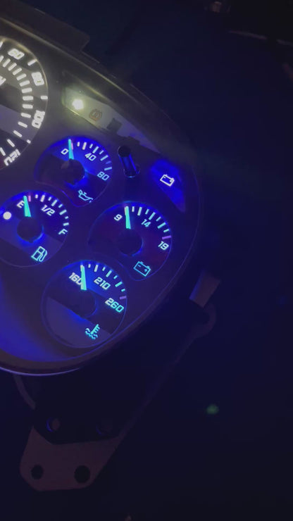 2003-2007 AMERICAN FLAG 7 GLOW NEEDLES Gmc Chevrolet OEM Rebuilt Refurbished Instrument Gauge Cluster Cadillac Escalade , Silverado, Sierra, Tahoe, Denali Suburban, Avalanche, Yukon , W/ Trans Temp (Gold Cadillac Escalade Bezel W/Blue Signals) Speedometer