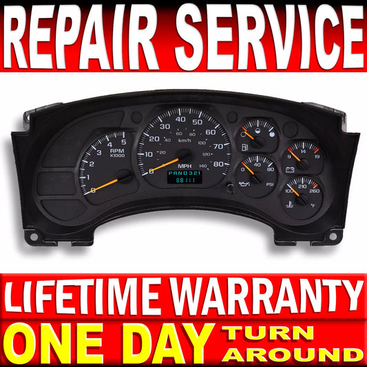 2003-2005 GM TOPKICK Chevy KODIAK Instrument Gauge Cluster REPAIR SERVICE* + LED (For: 2005 C6500 Topkick) - Speedometerking.com
